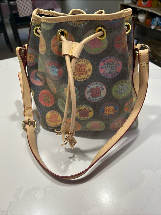 Dooney & Bourke Handbags - Dooney & Bourke Multicolor Signature Drawstring Bucket Bag